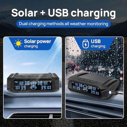 RV TPMS with Solar Charging & 4 Sensors