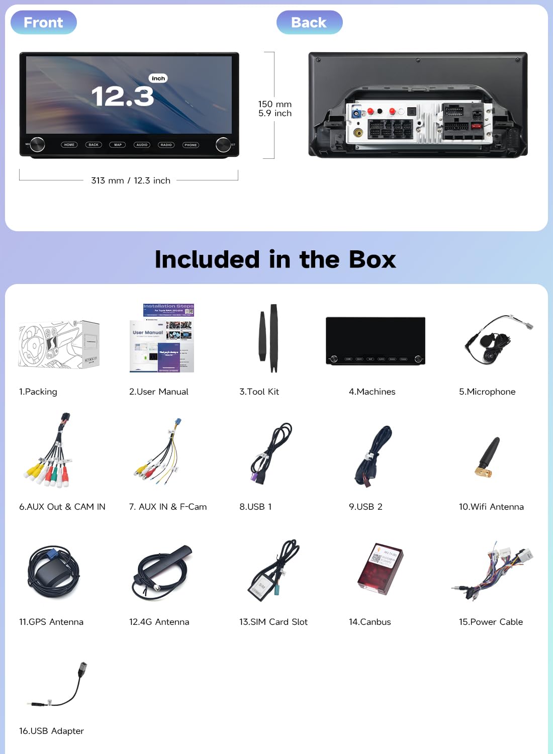 12.3" Car Stereo for Toyota RAV4 2019–2022