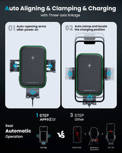 15W Auto-Clamping Wireless Car Charger Mount