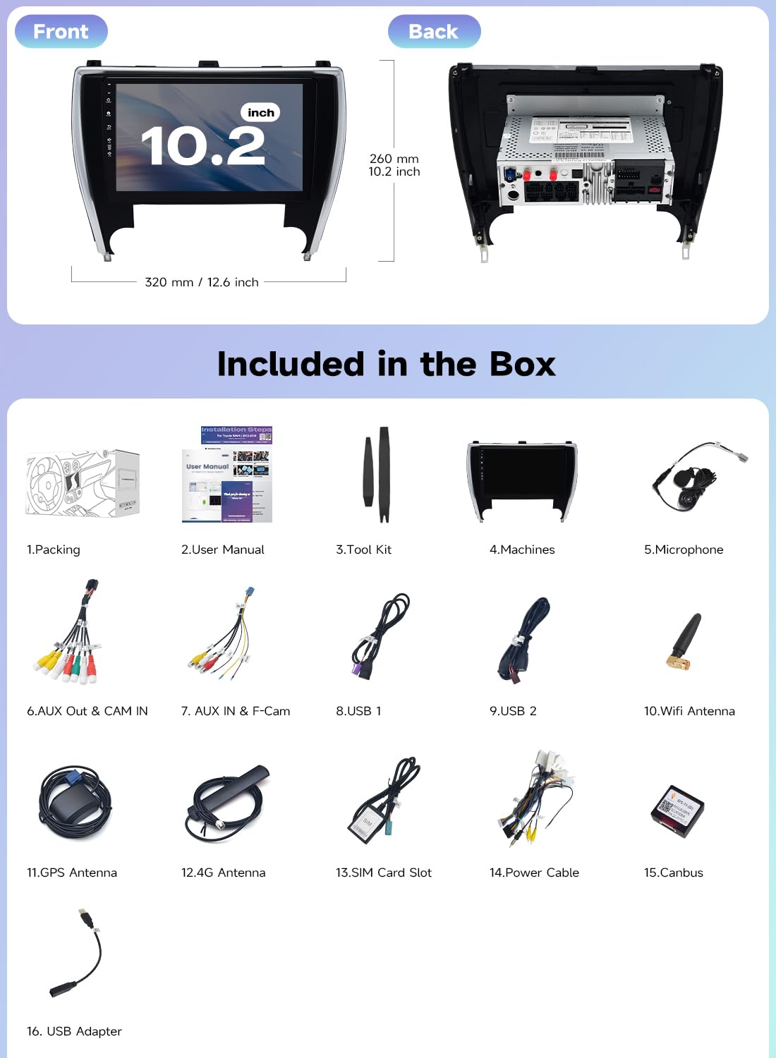 10.2" Android Car Radio for Toyota Camry 2015–2017
