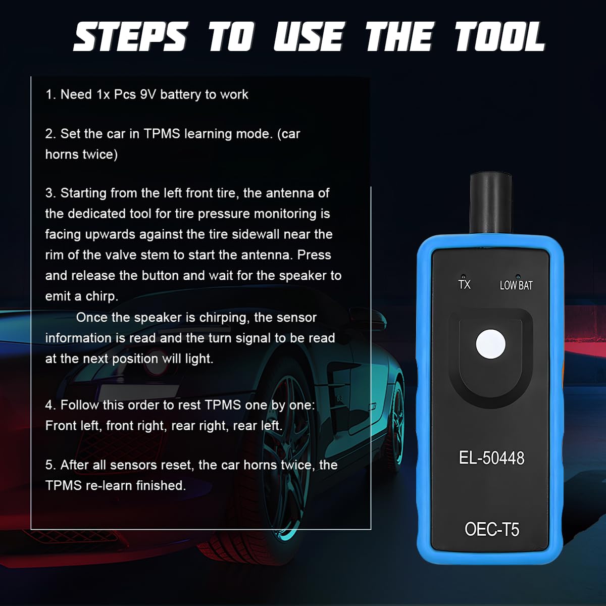 TPMS Relearn Tool for GM Vehicles