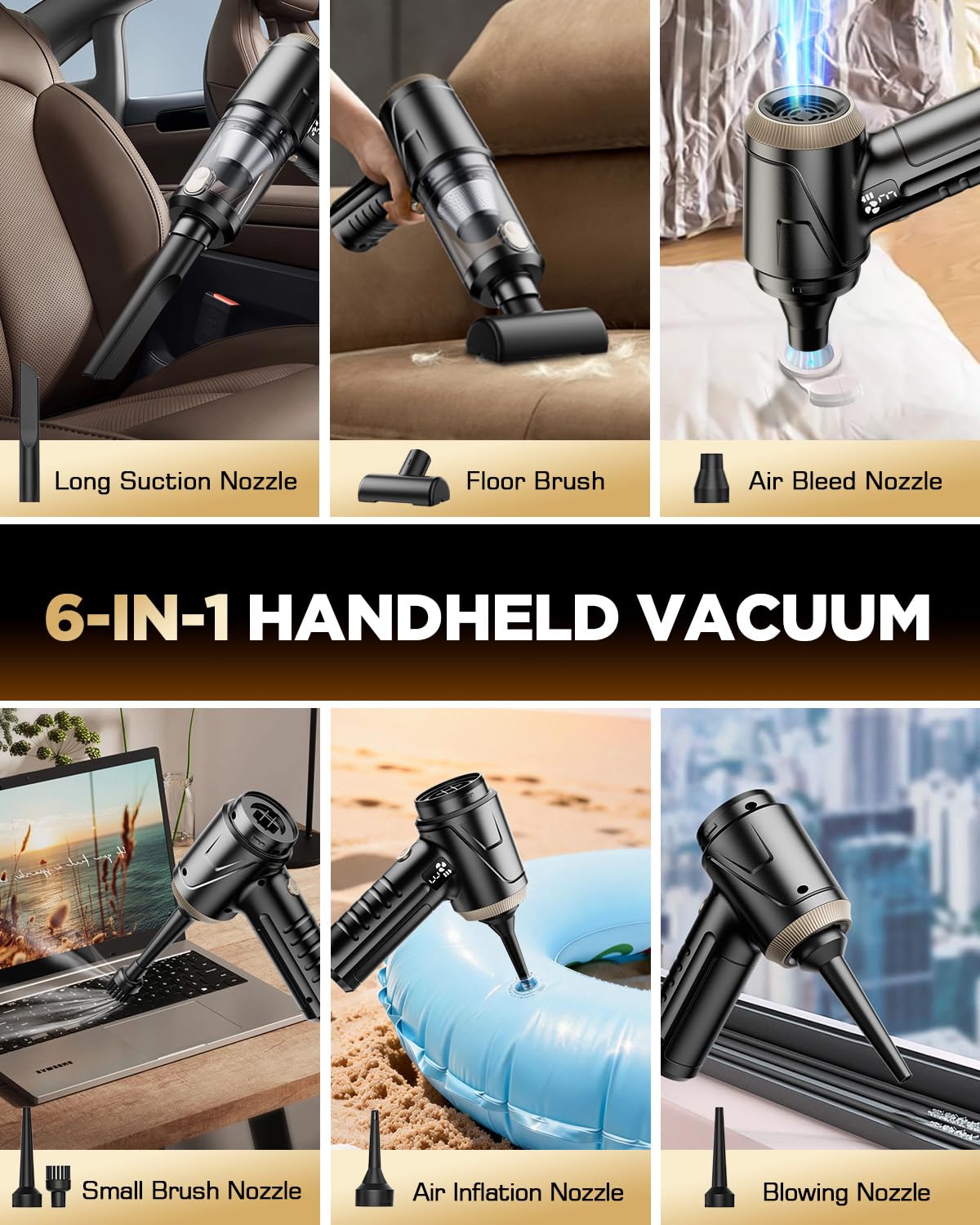 4-in-1 Portable Car Vacuum Cleaner