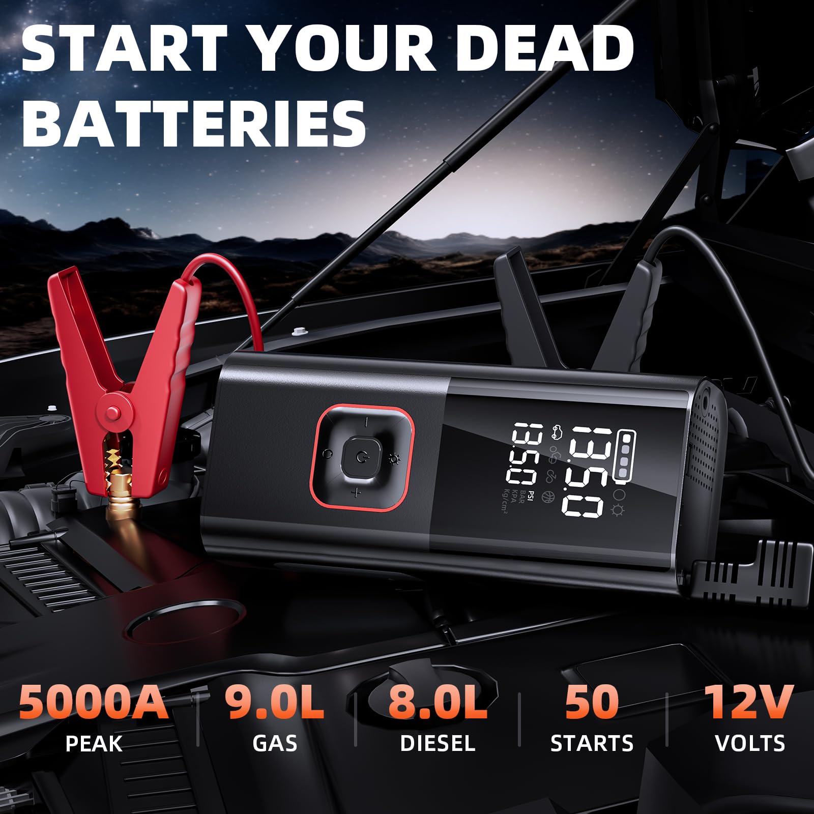 5000A Jump Starter with Air Compressor