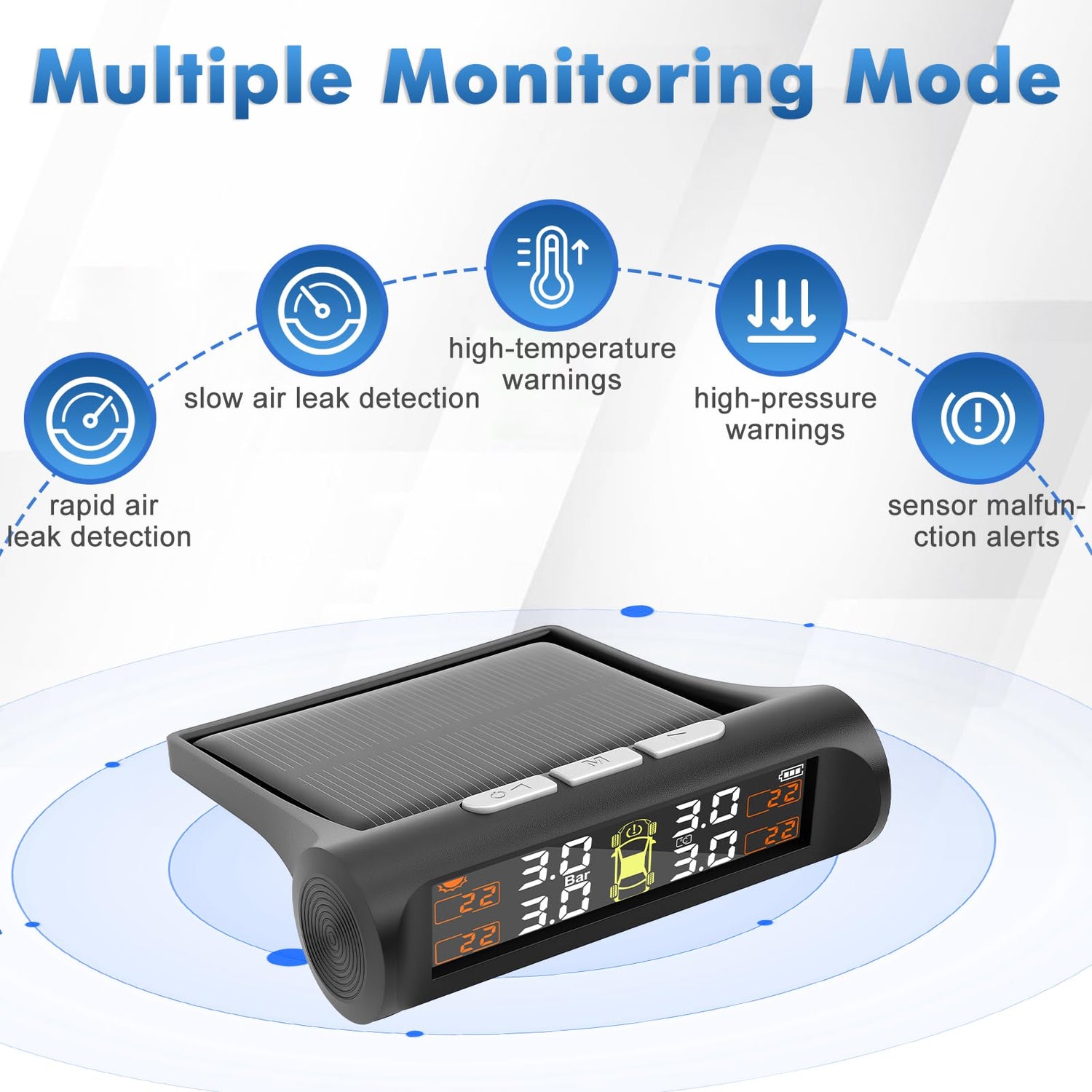 Solar TPMS with 4 Sensors & Real-Time Monitoring