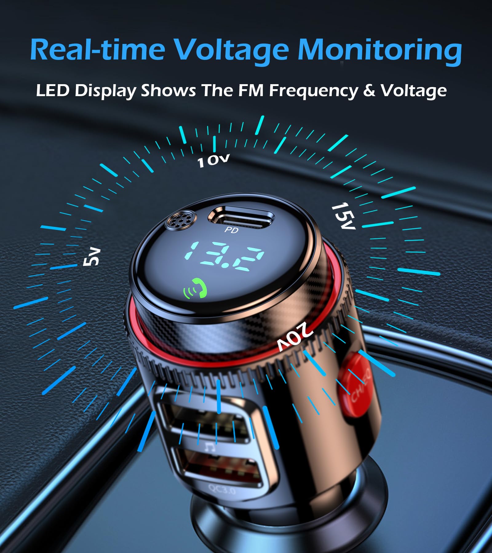 48W Bluetooth FM Transmitter with Fast Charging