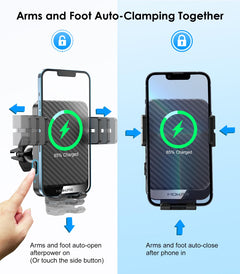 15W Auto-Clamping Wireless Car Charger Mount
