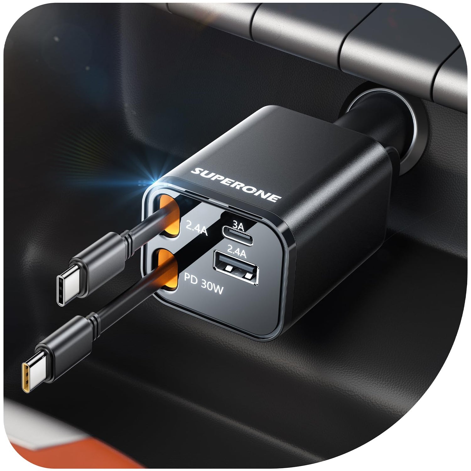99W Retractable 6-in-1 Car Charger