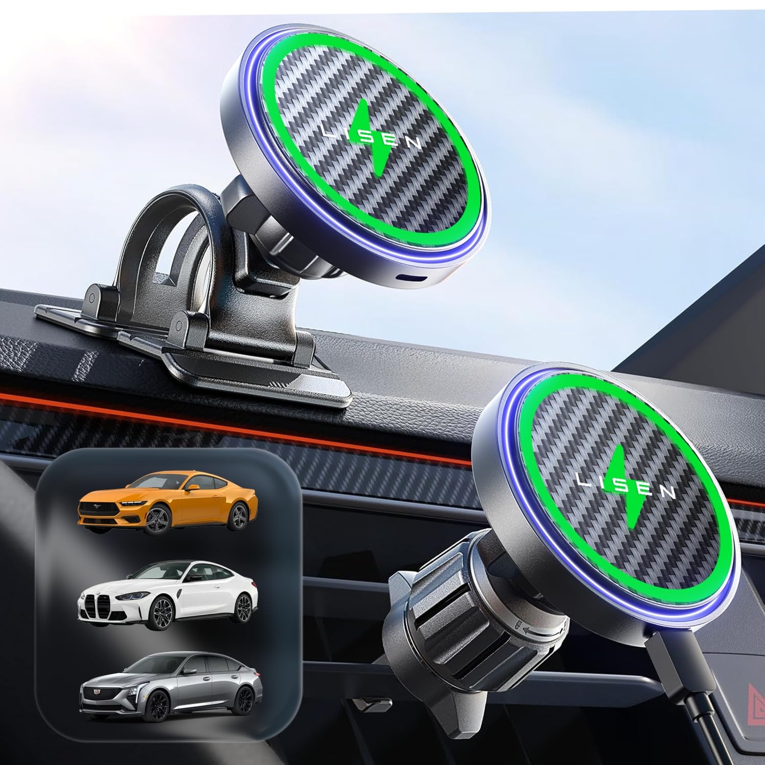 15W Magnetic Wireless Car Charger Mount