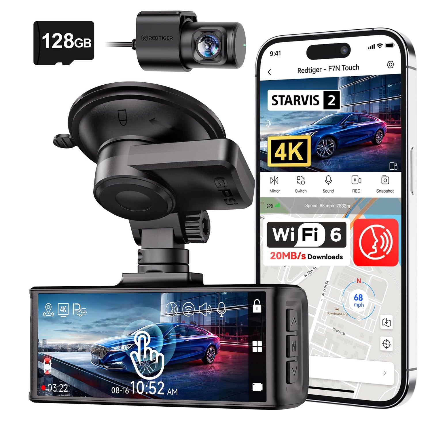 4K STARVIS 2 Dash Cam with GPS & Touch Screen