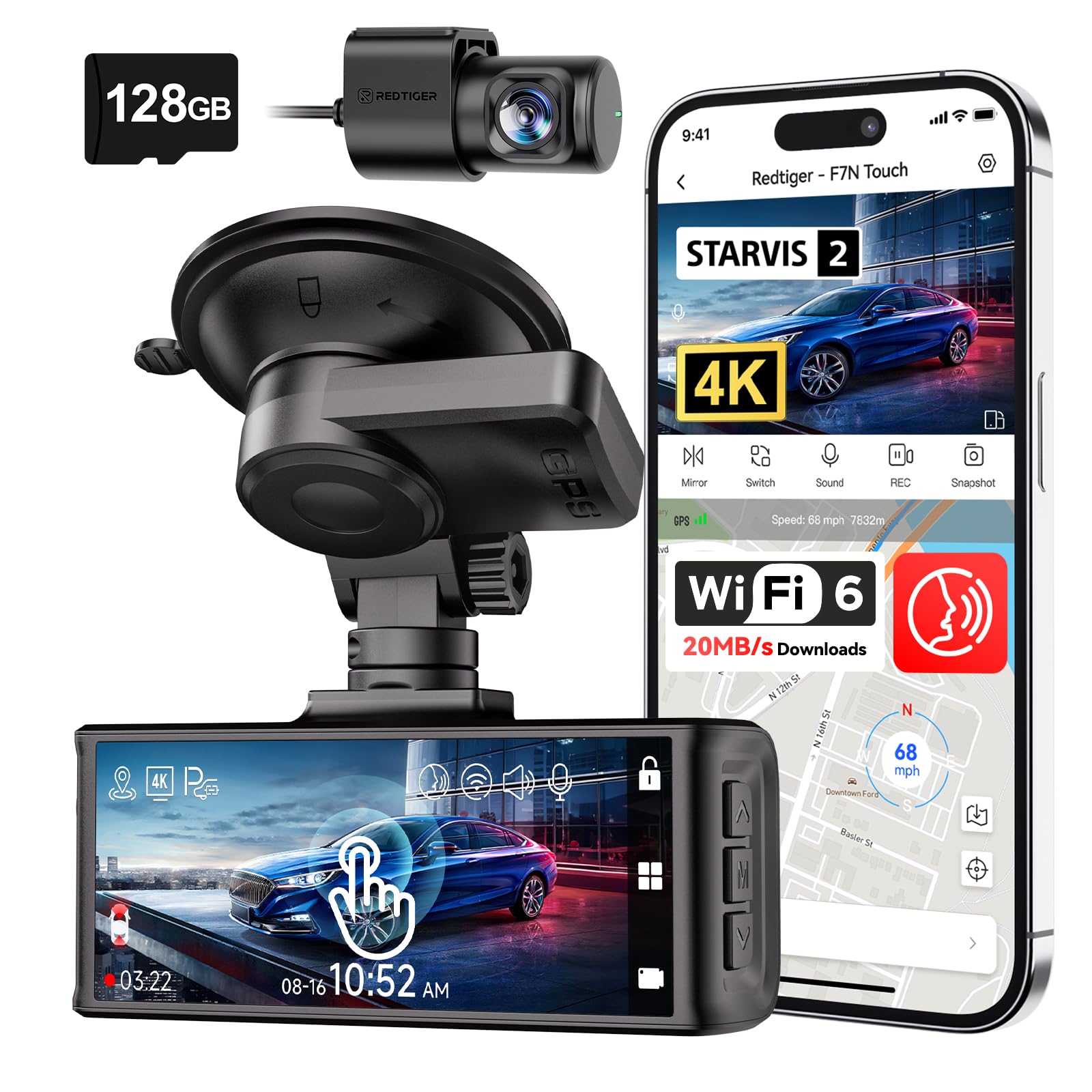 4K STARVIS 2 Dash Cam with GPS & Touch Screen