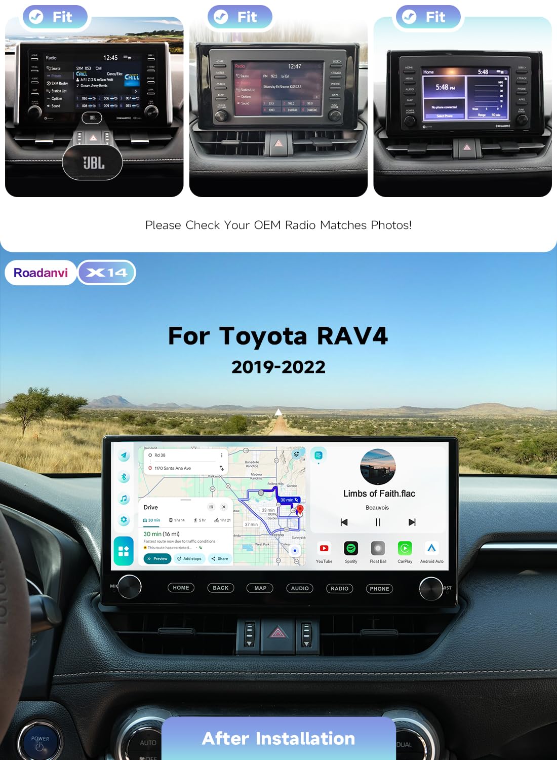12.3" Car Stereo for Toyota RAV4 2019–2022
