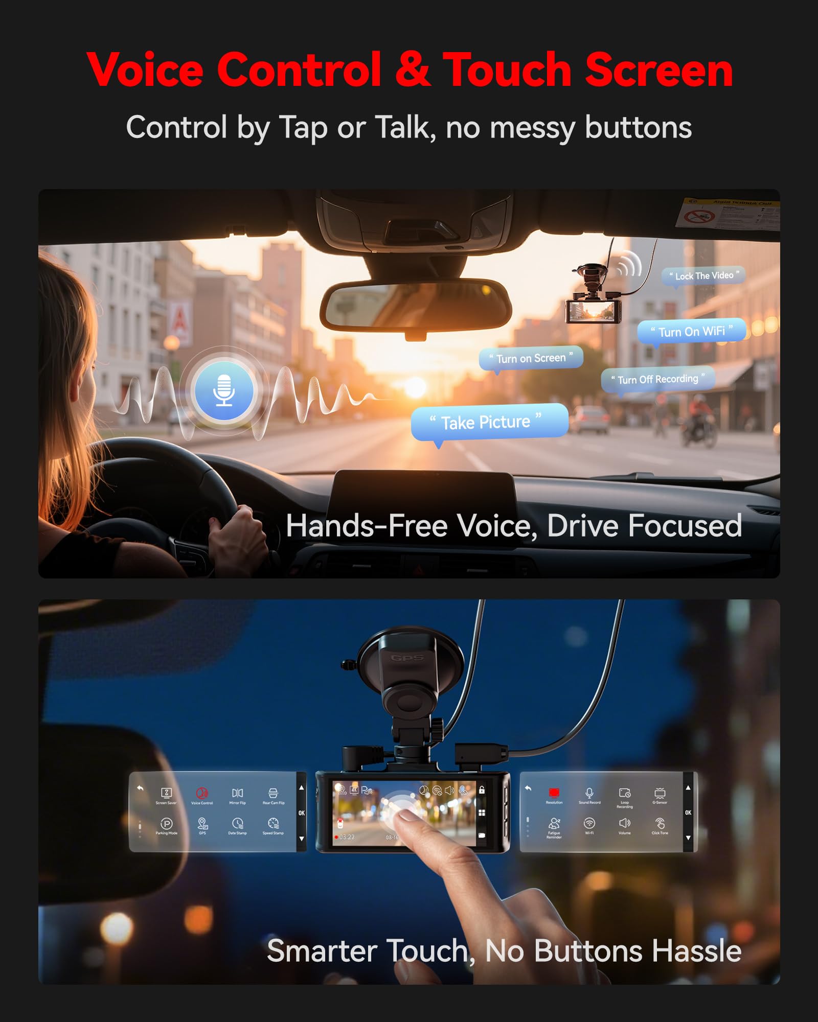 4K STARVIS 2 Dash Cam with GPS & Touch Screen