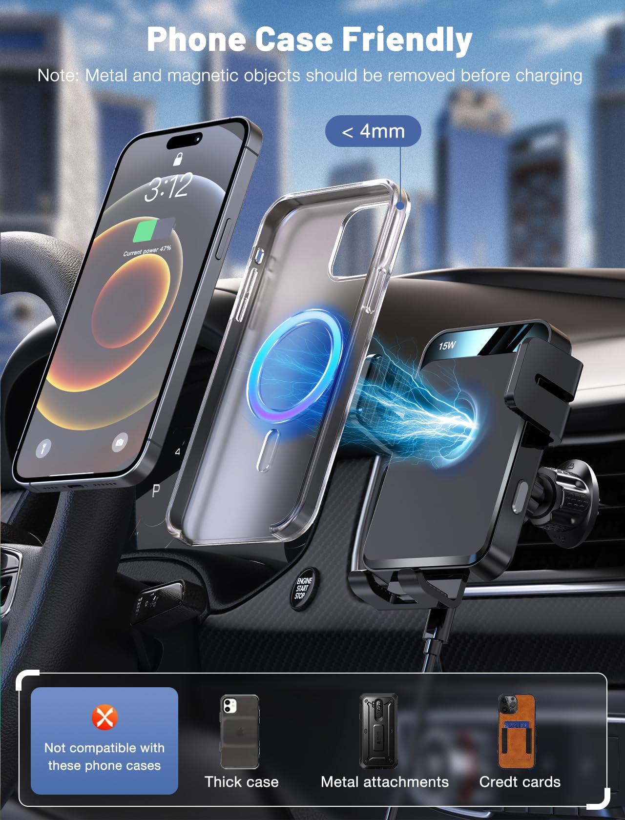 Auto-Clamping Wireless Car Charger Mount