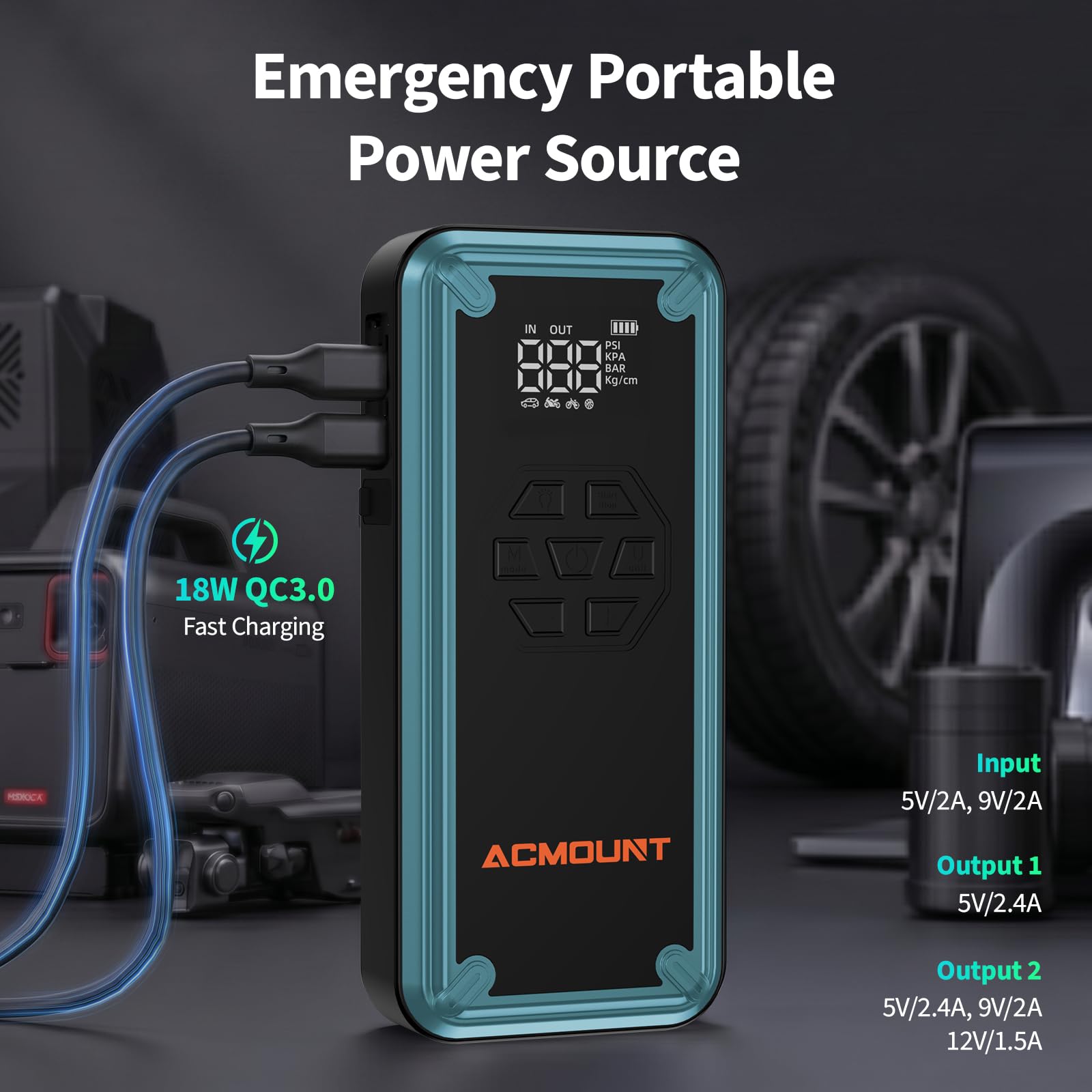 5000A Jump Starter with Air Compressor