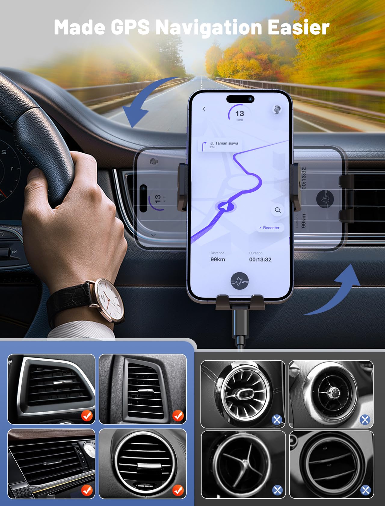 Auto-Clamping Wireless Car Charger Mount