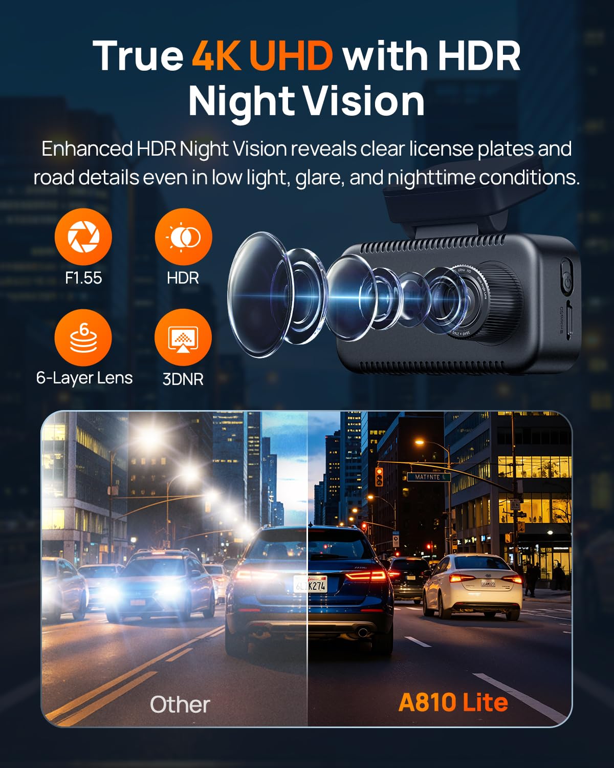 4K Front & Rear Dash Cam with LTE Remote Access & GPS