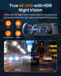 4K Front & Rear Dash Cam with LTE Remote Access & GPS