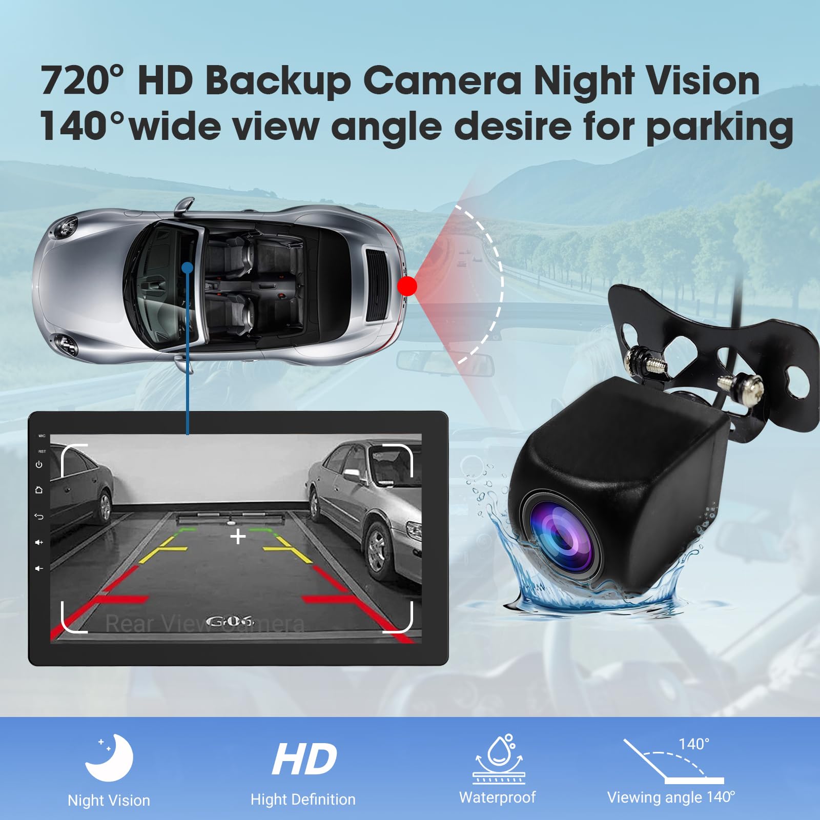 10.1" Single DIN Car Stereo with Wireless CarPlay & Android Auto