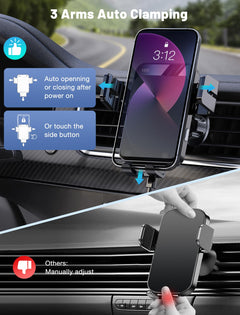 Auto-Clamping Wireless Car Charger Mount