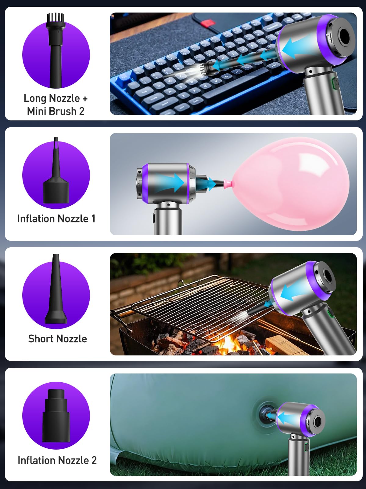 4-in-1 Cordless Car Vacuum & Air Duster
