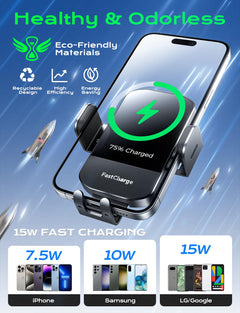 15W Auto-Clamping Wireless Car Charger Mount