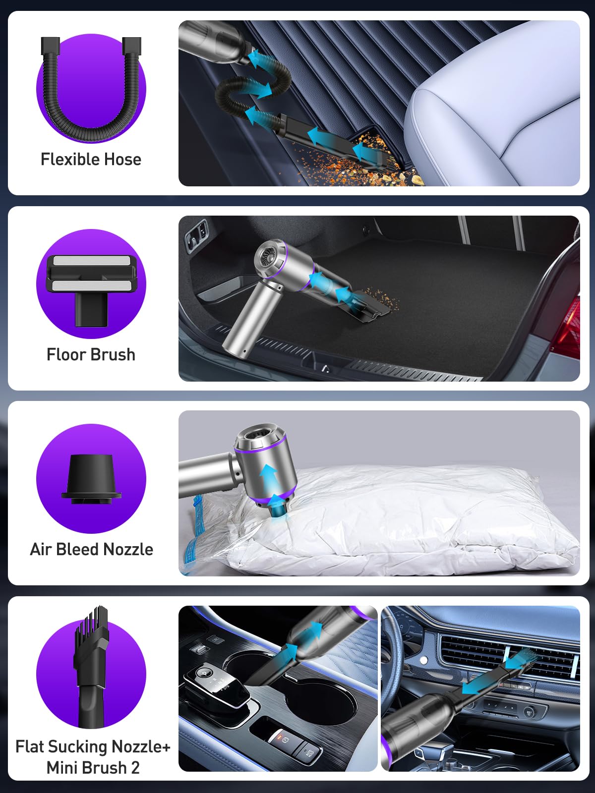 4-in-1 Cordless Car Vacuum & Air Duster