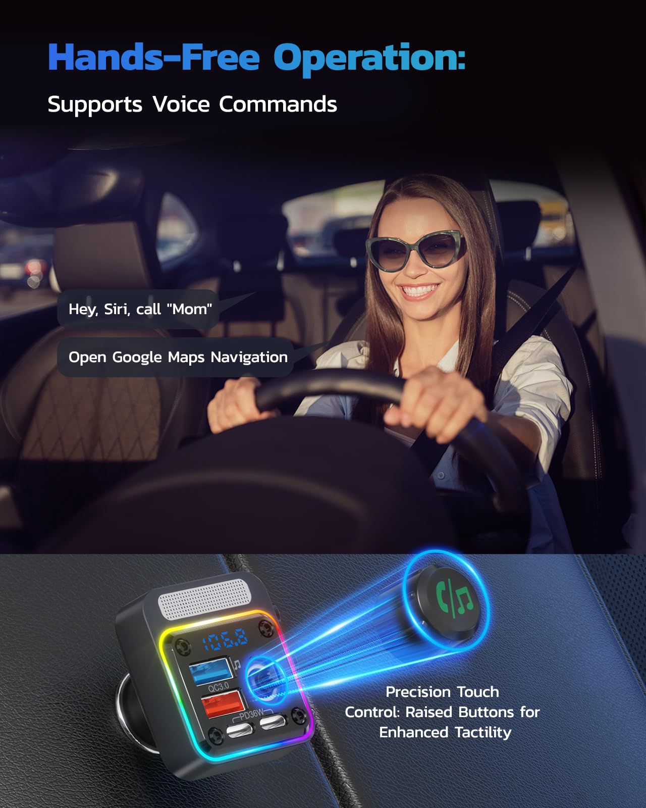 54W Bluetooth FM Transmitter Car Charger
