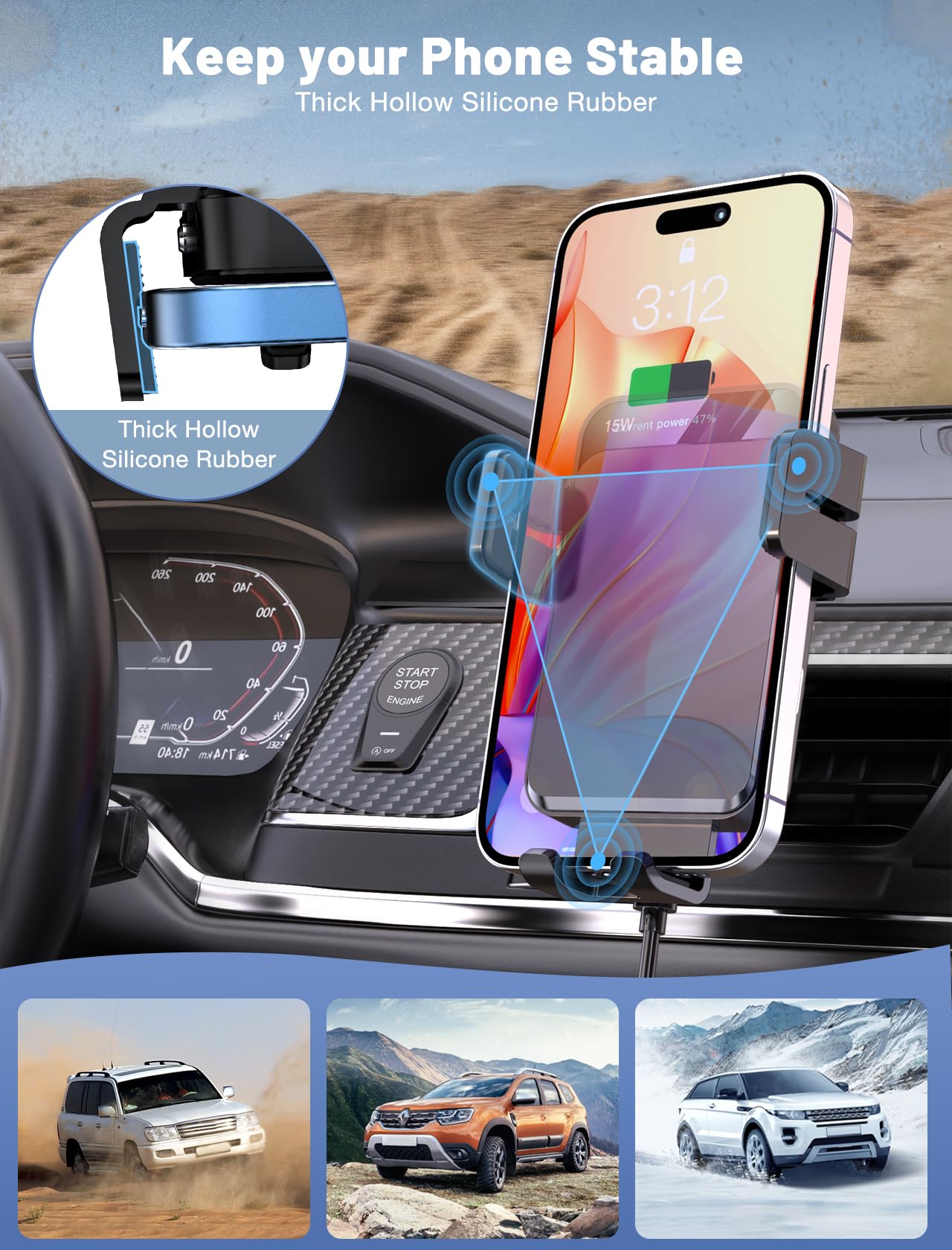 Auto-Clamping Wireless Car Charger Mount