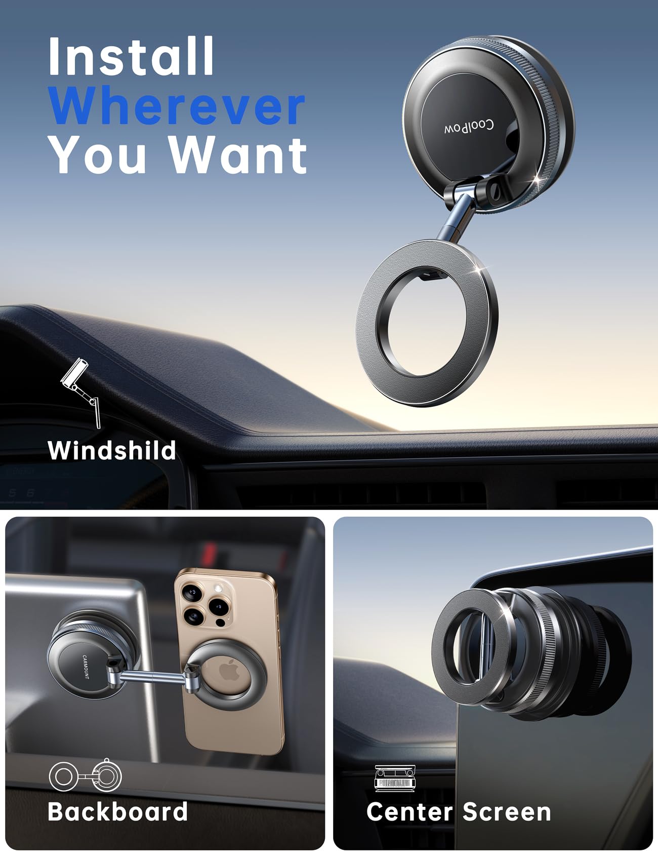 Vacuum Magnetic Car Mount for MagSafe