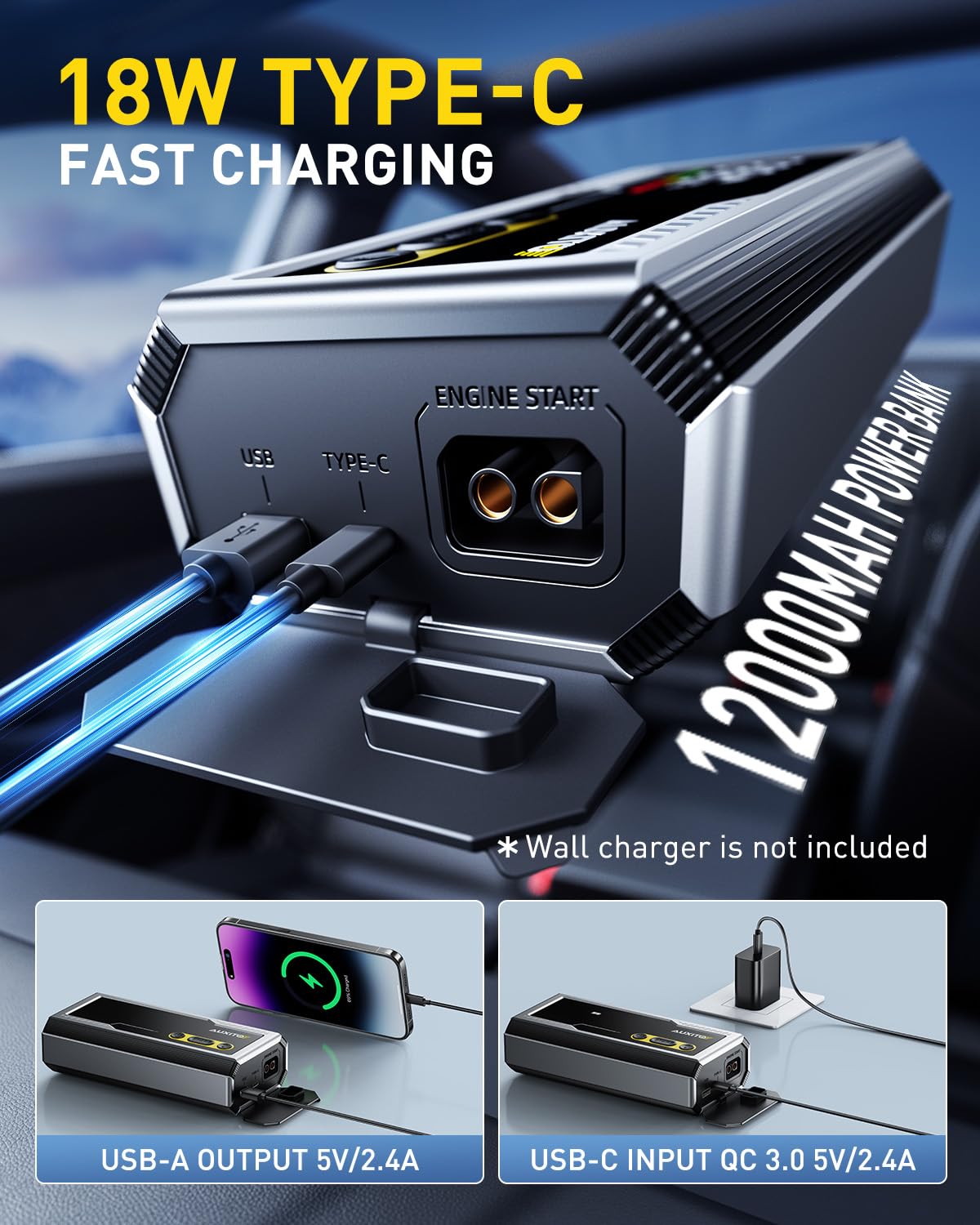 Portable Car Jump Starter Pack