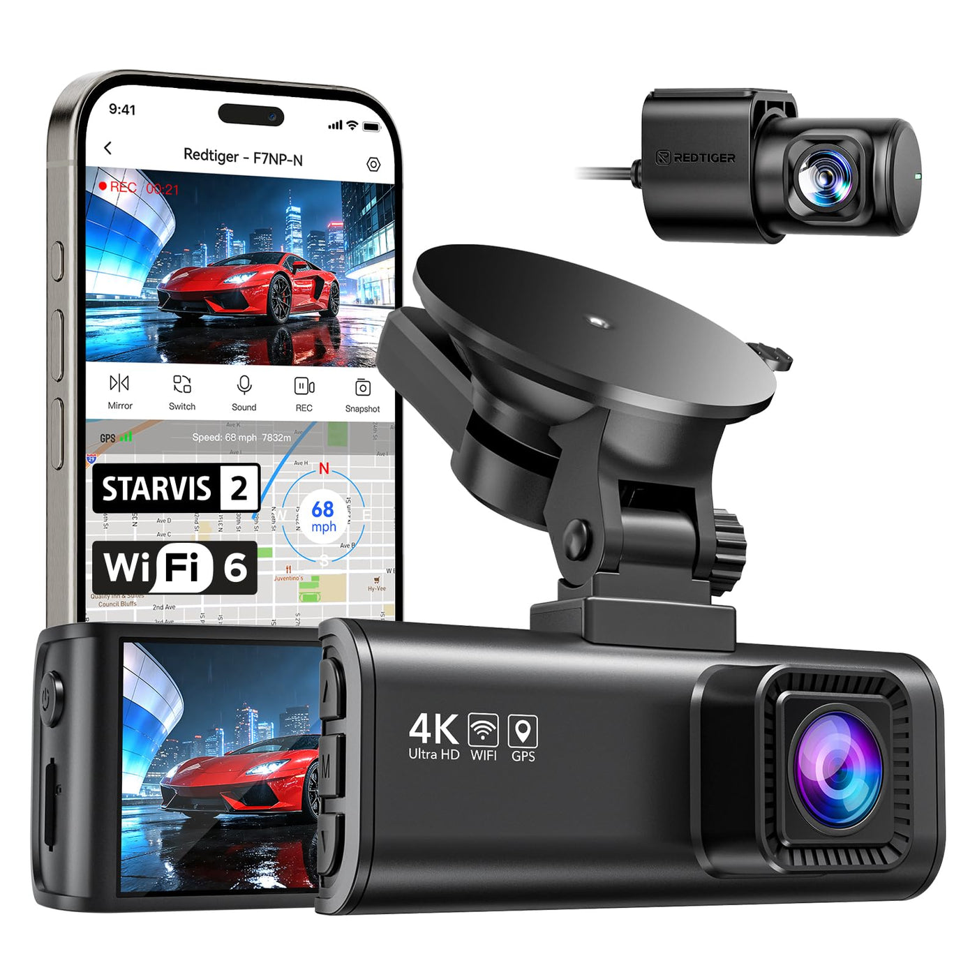4K Dual Dash Cam with STARVIS 2 & GPS