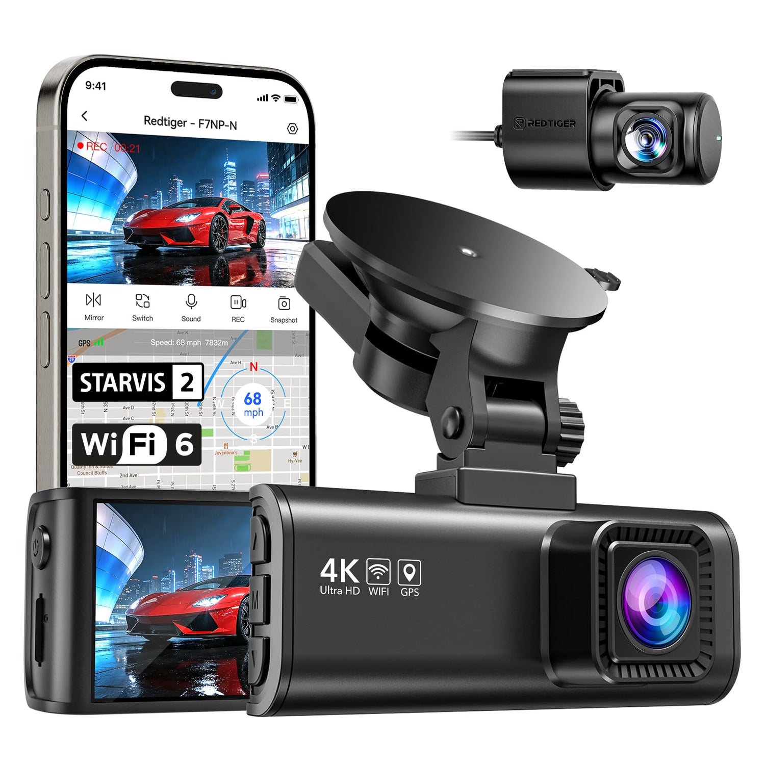 4K Dual Dash Cam with STARVIS 2 & GPS