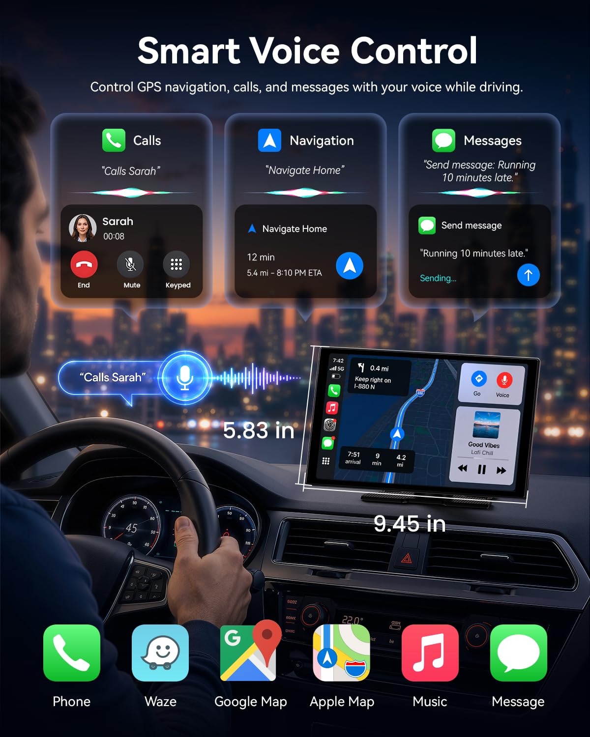 11" Wireless CarPlay Screen with 4K Dash Cam