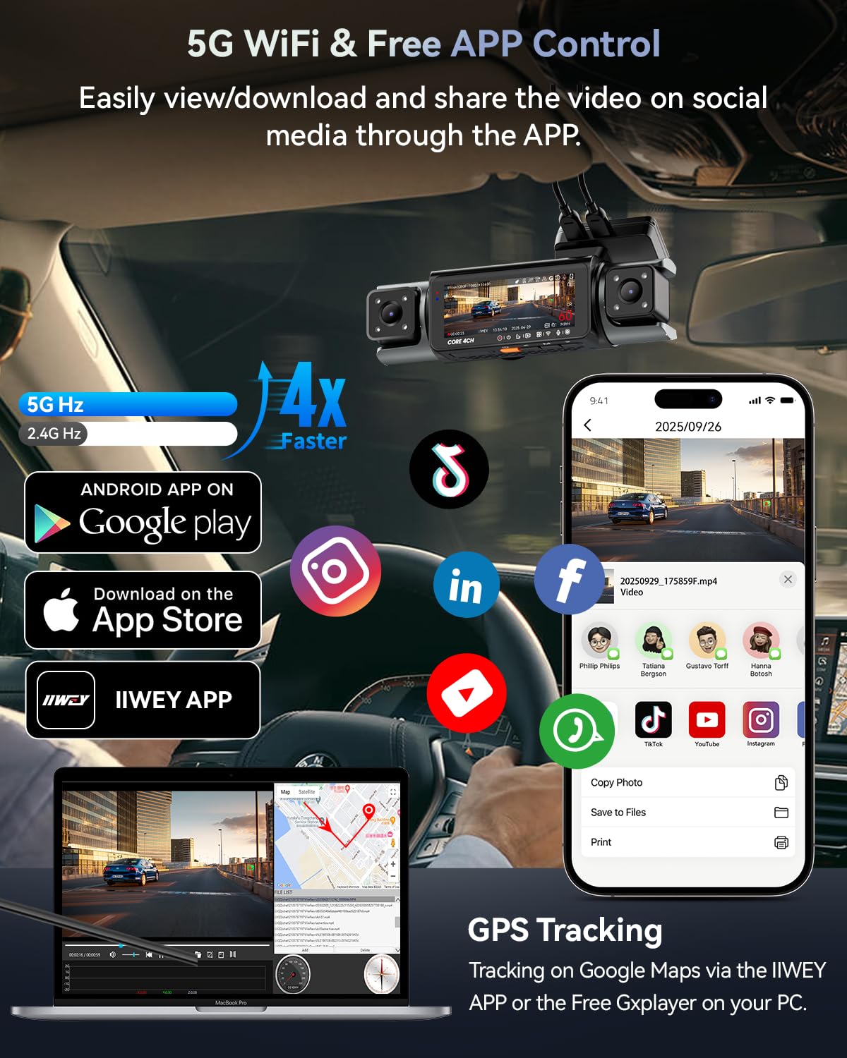 4-Channel STARVIS 2 Dash Cam with 360° View & GPS