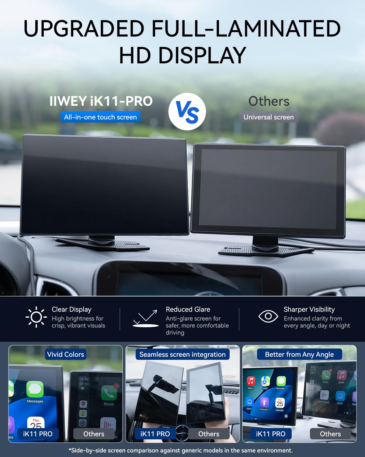 11" Wireless CarPlay Screen with 4K Dash Cam