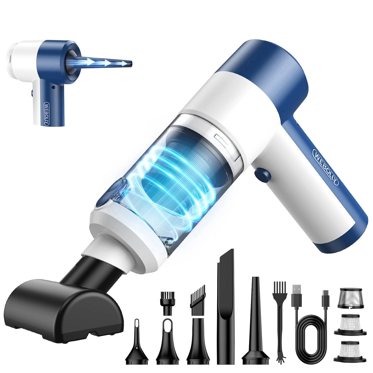 4-in-1 Cordless Car Vacuum & Air Duster