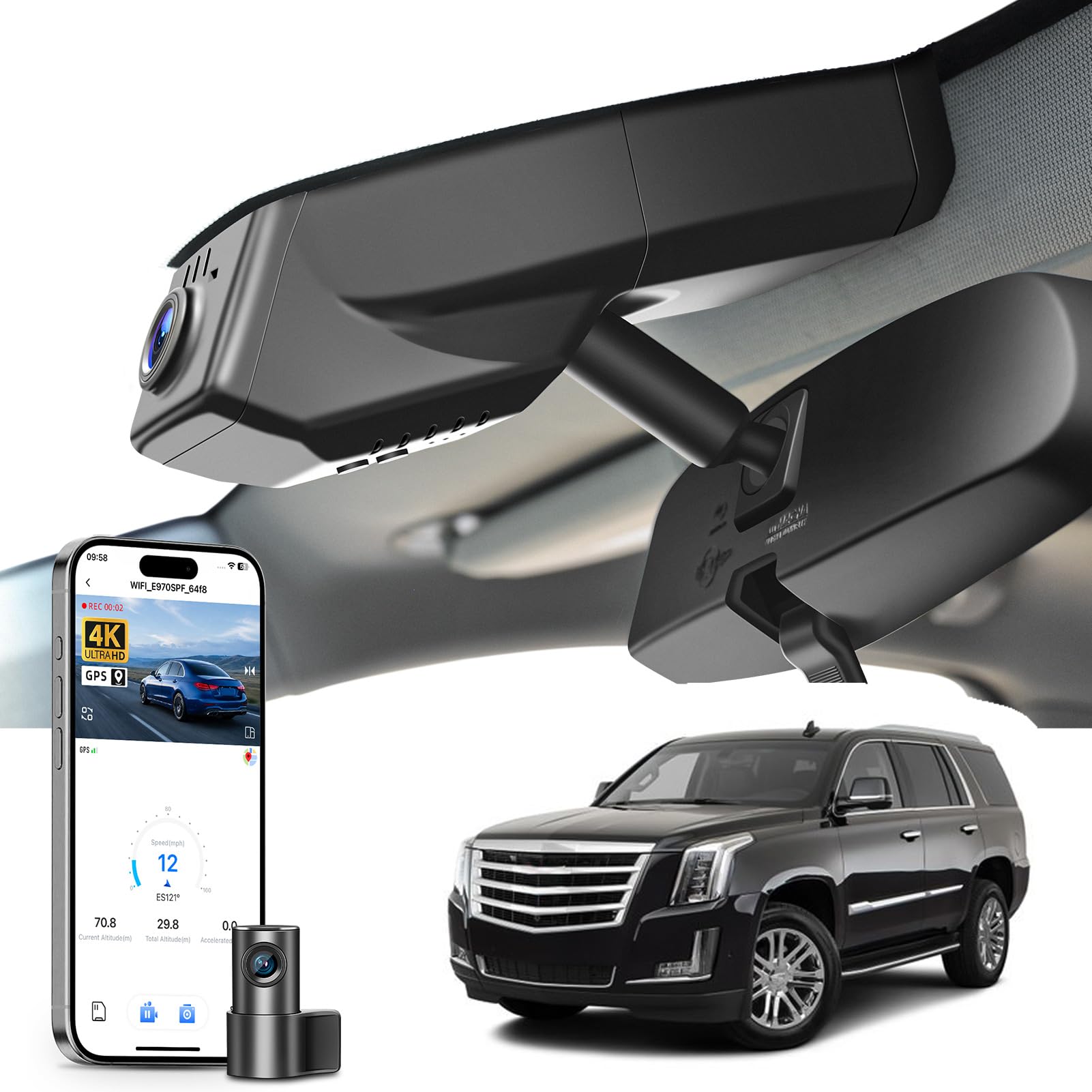 Mangoal 4K Dash Cam fit Cadillac Escalade