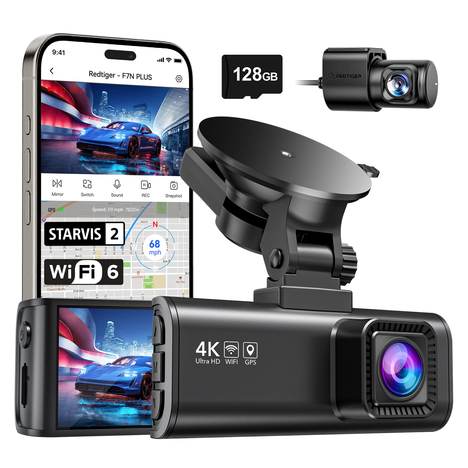 4K Dual Dash Cam with STARVIS 2 & GPS