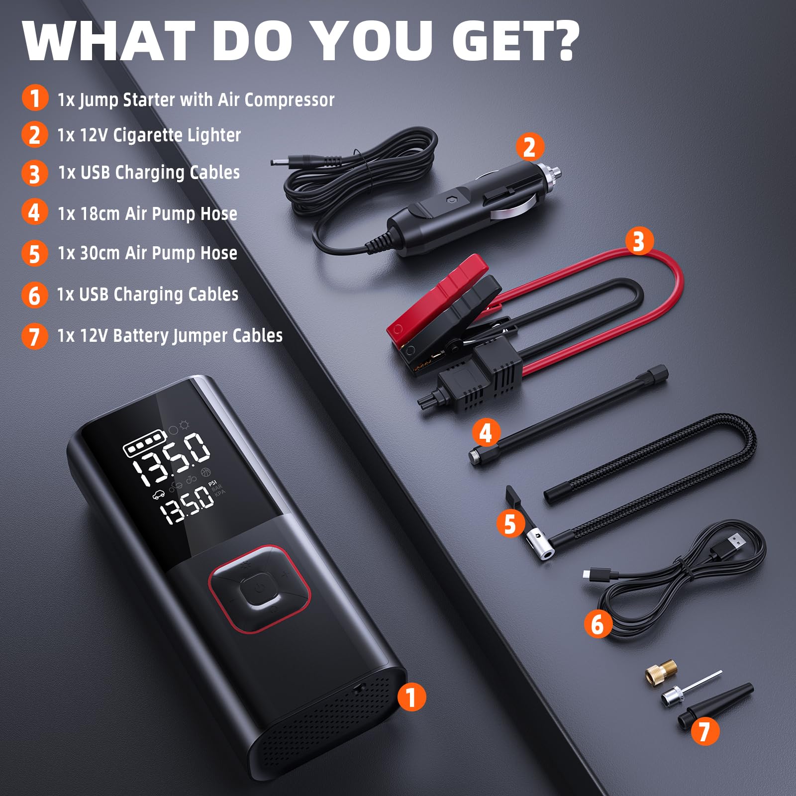 5000A Jump Starter with Air Compressor