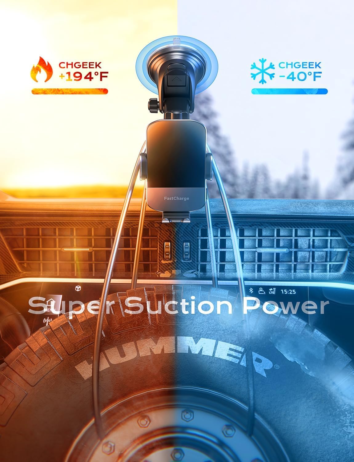 15W Auto-Clamping Wireless Car Charger Mount