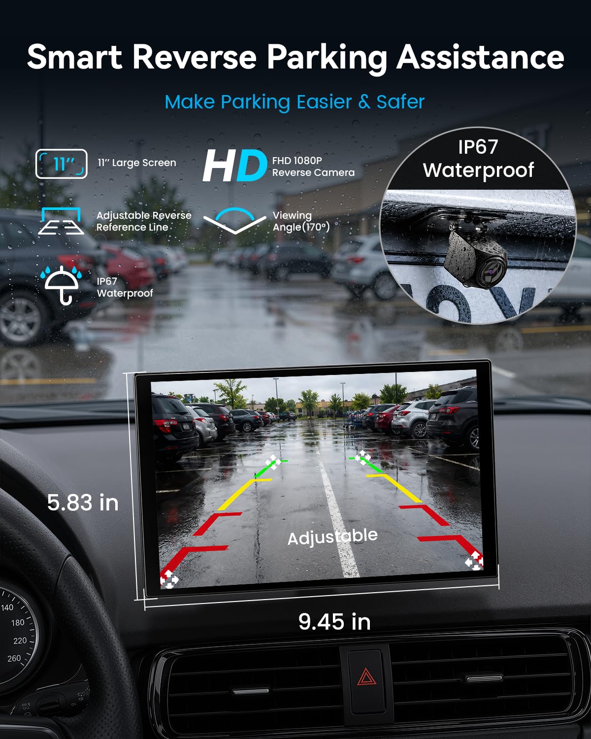 11" Wireless CarPlay Screen with 4K Dash Cam