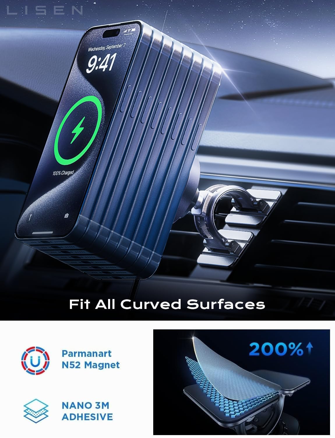 15W Magnetic Wireless Car Charger Mount