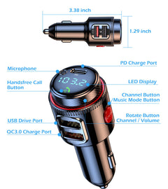 48W Bluetooth FM Transmitter with Fast Charging