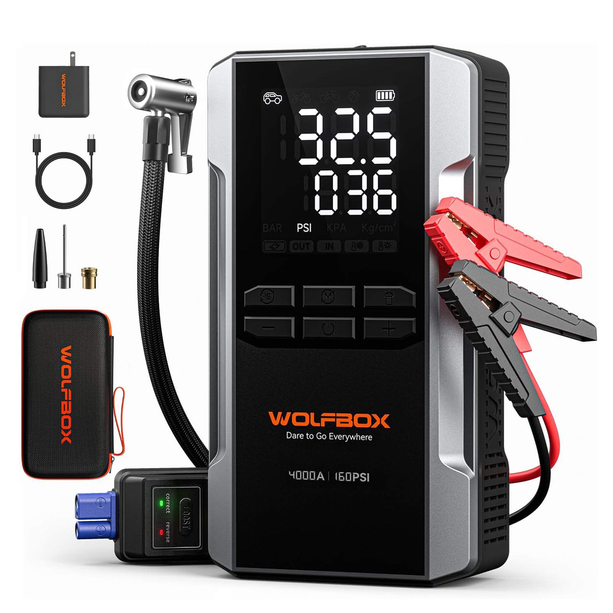 Jump Starter with Air Compressor & Fast Charging