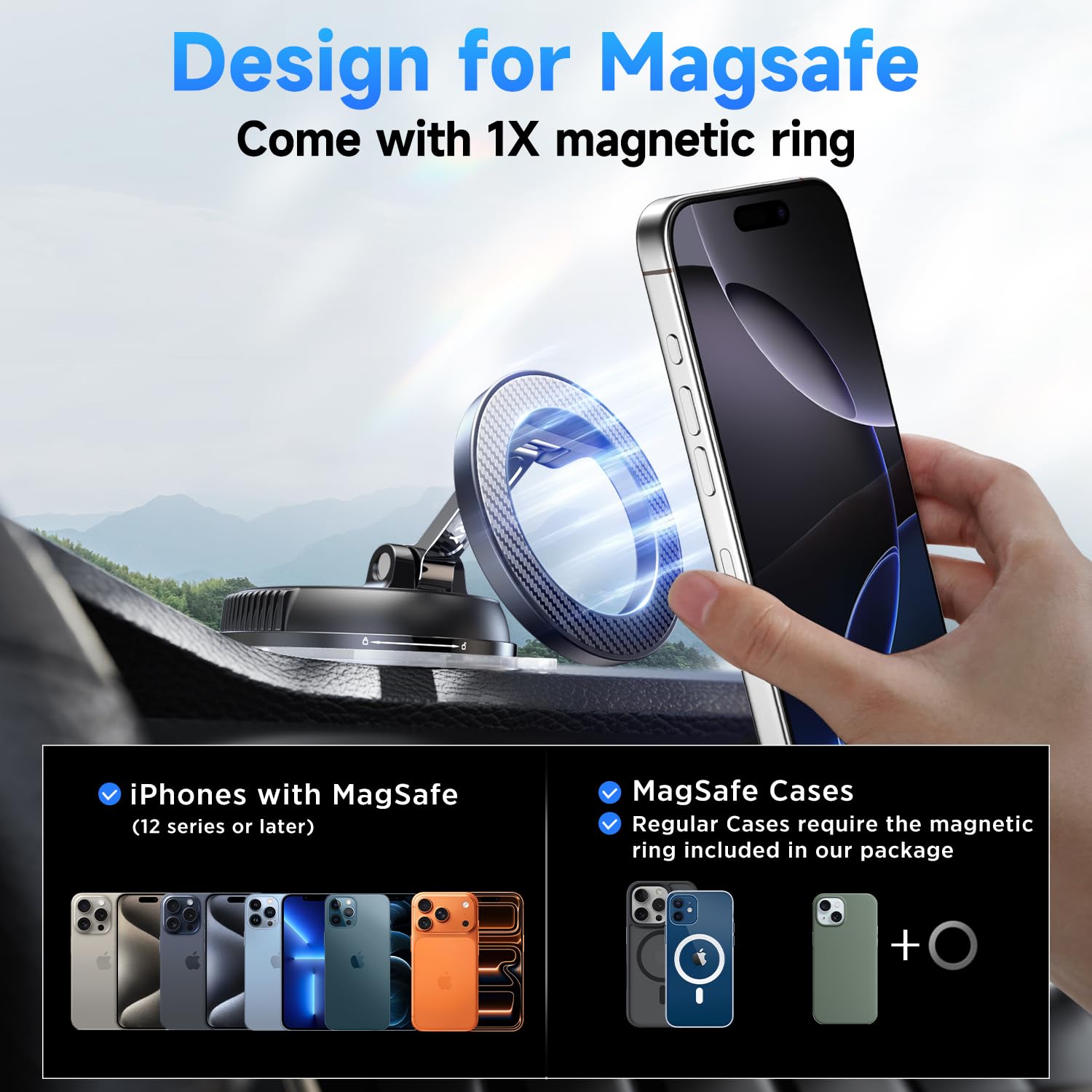 Magnetic Car Phone Mount for MagSafe