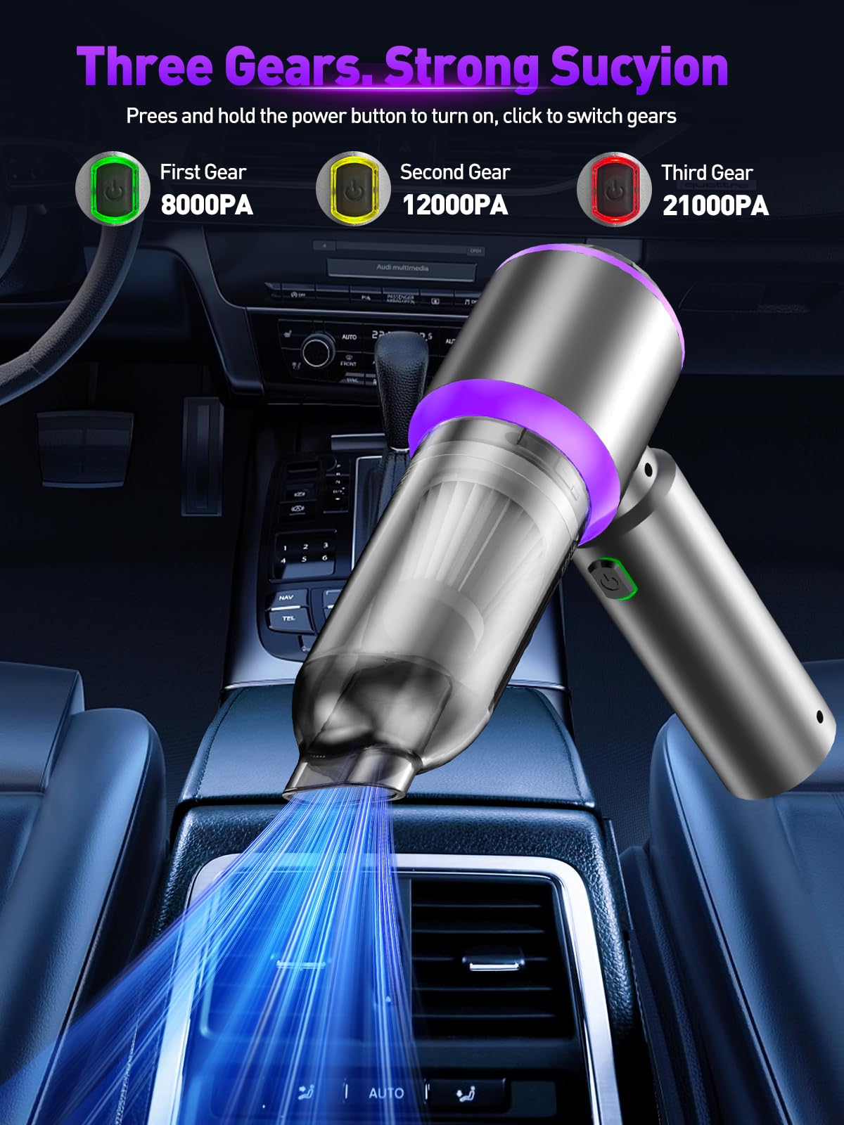 4-in-1 Cordless Car Vacuum & Air Duster