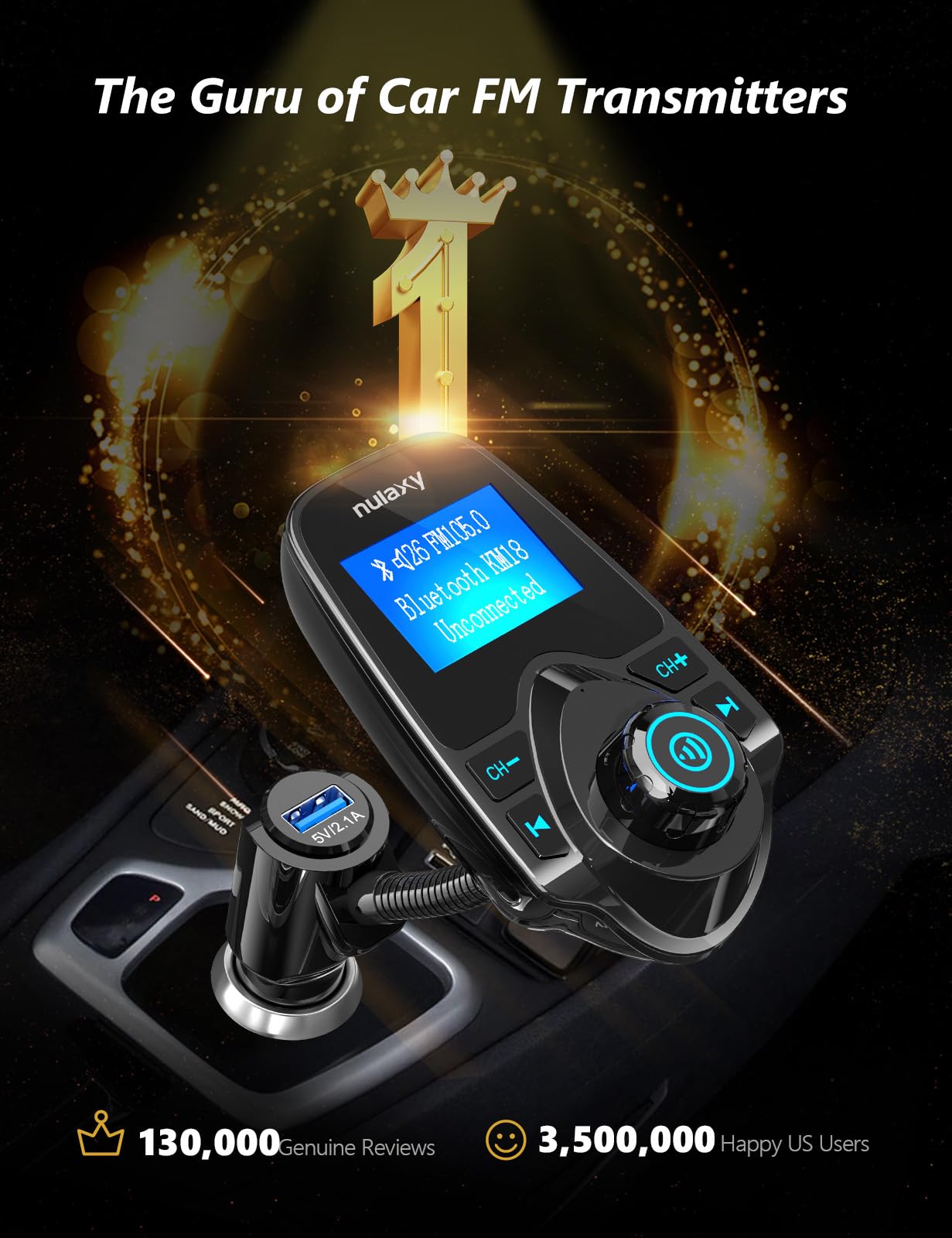 Bluetooth FM Transmitter with Display & Charger