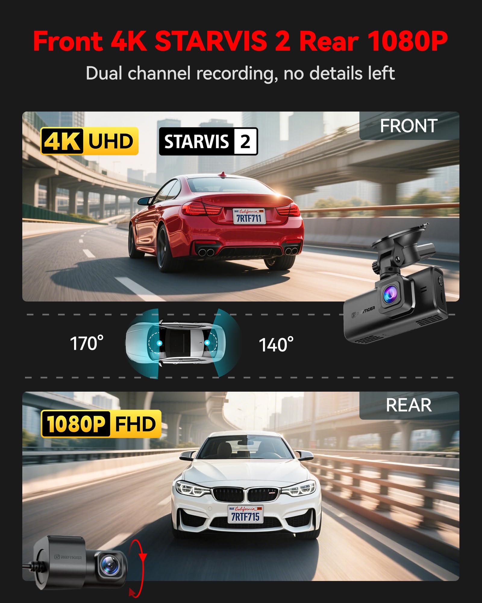 4K STARVIS 2 Dash Cam with GPS & Touch Screen