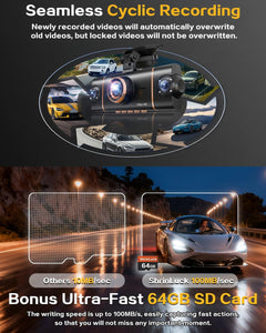4-Channel 360° 4K Dash Cam with WiFi & IR Night Vision