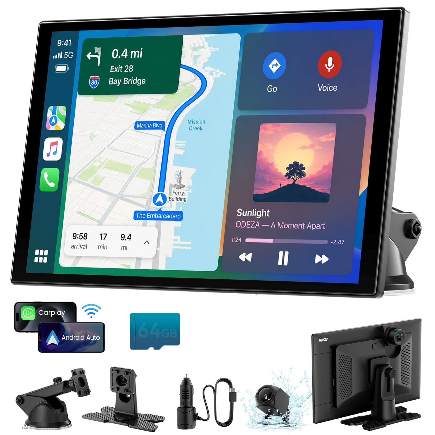 11" Wireless CarPlay Screen with 4K Dash Cam